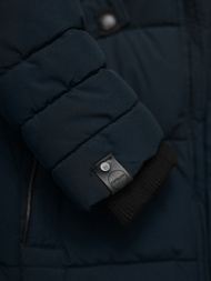 Kurtka zimowa damska długa pikowana granatowa OZONEE O/W377Z