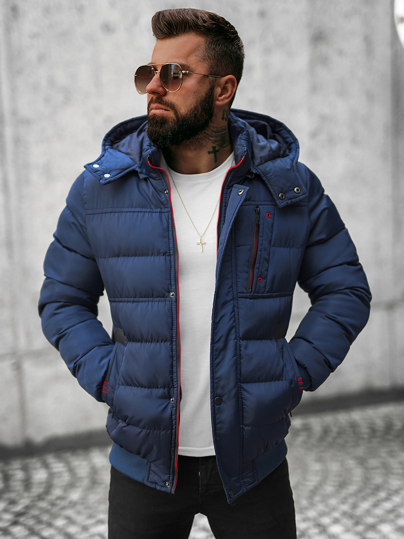 Kurtka zimowa męska pikowana granatowa OZONEE JB/JP1185Z