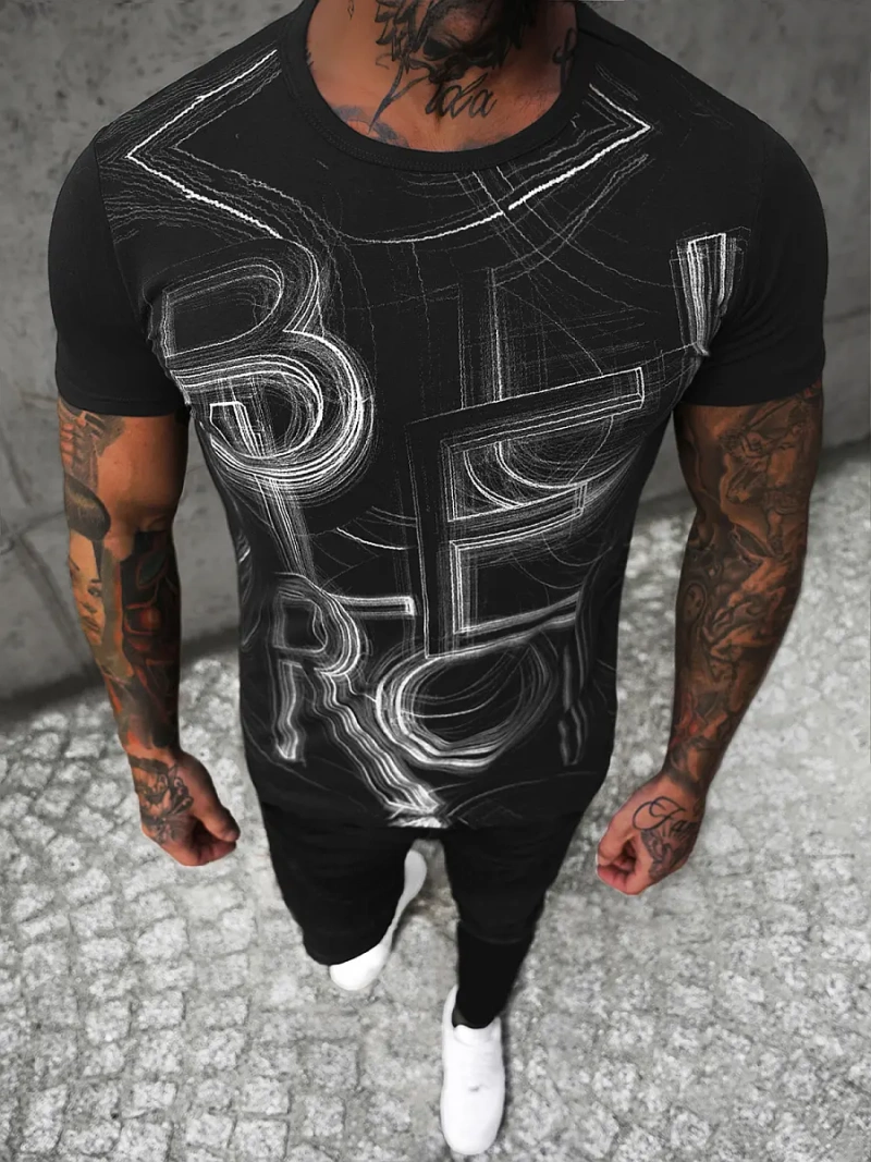 T-Shirt męski czarny OZONEE O/T132/3