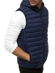 Kamizelka męska pikowana z kapturem granatowa OZONEE JS/LY36