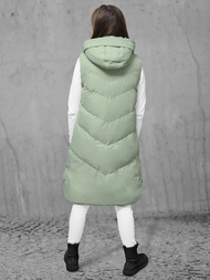 Kamizelka damska długa pikowana z kapturem jasno-zielona OZONEE JS/M788/236Z