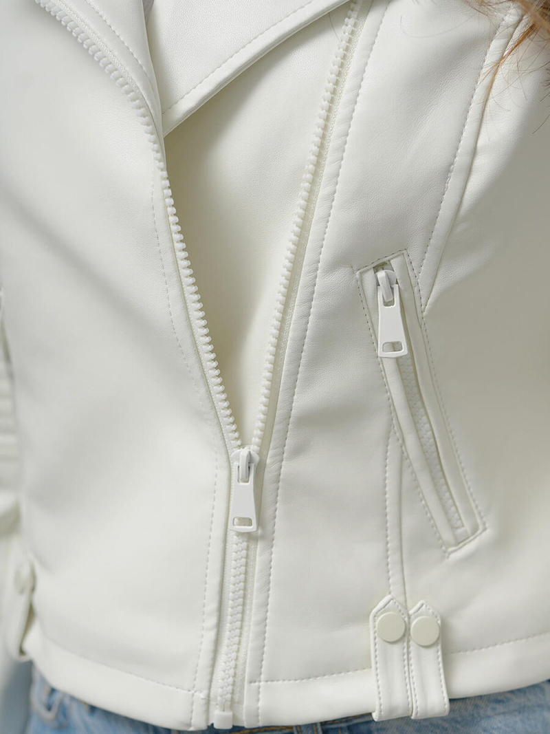 Kurtka skórzana damska ramoneska ecru OZONEE JS/11Z8130