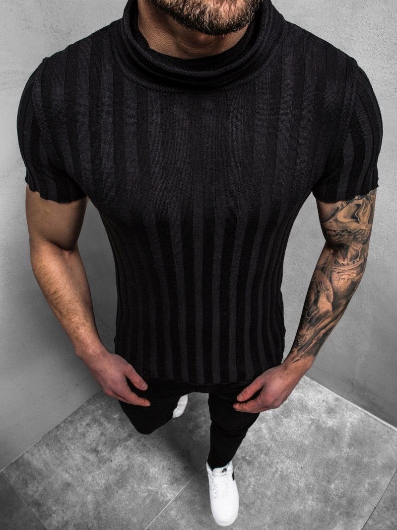 Bluzka z krótkim rękawem męska czarna OZONEE L/2294Z