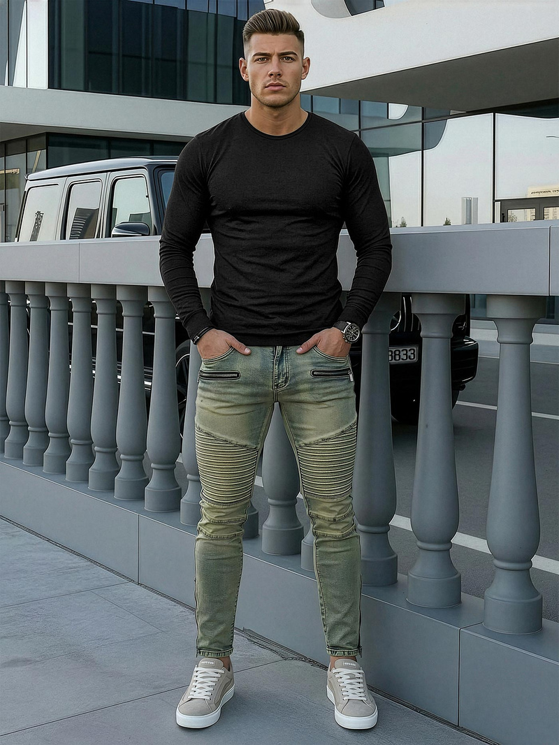 Spodnie jeansowe męskie slim fit niebieskie OZONEE O/EM8951Z