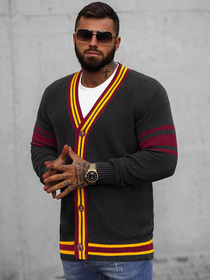 Sweter męski kardigan grafitowy OZONEE O/H9600