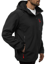 Kurtka softshell męska z kapturem czarno-czerwona OZONEE GE/12269Z
