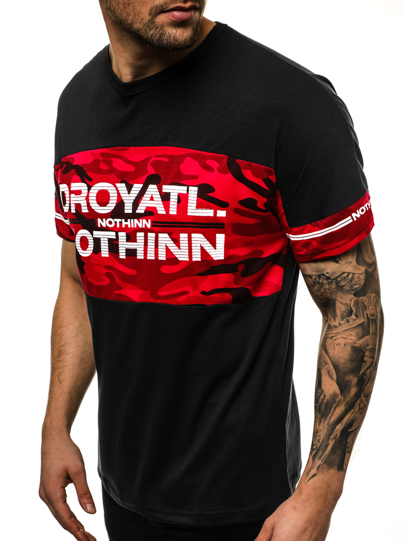 T-Shirt męski czarny OZONEE JS/SS10976