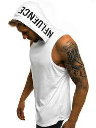 Koszulka bez rękawów z kapturem męska biała OZONEE O/2537 