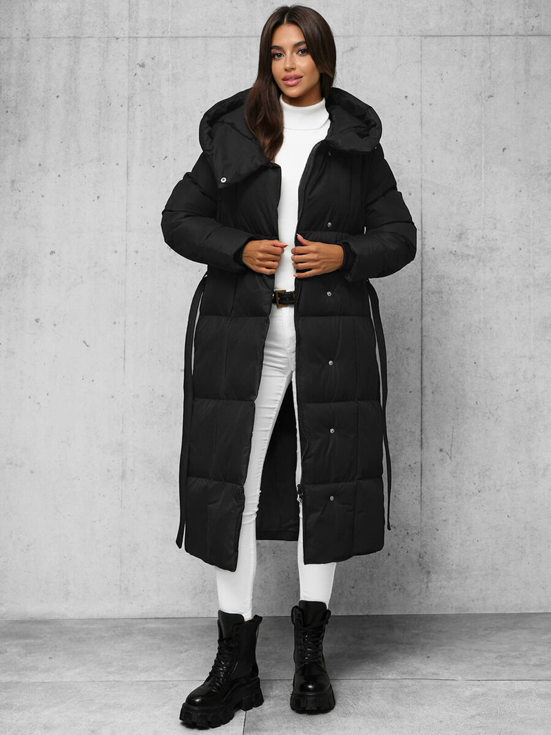 Płaszcz zimowy damski pikowany czarny OZONEE JS/5M3227/392