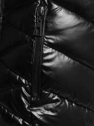 Kurtka zimowa damska długa z futerkiem czarna OZONEE JS/16M9100/392