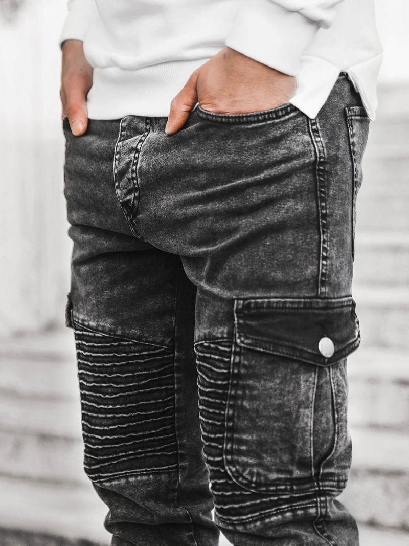 Spodnie jeansowe joggery męskie czarne OZONEE G/1064