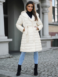 Płaszcz zimowy damski ecru OZONEE JS/5M3159/254