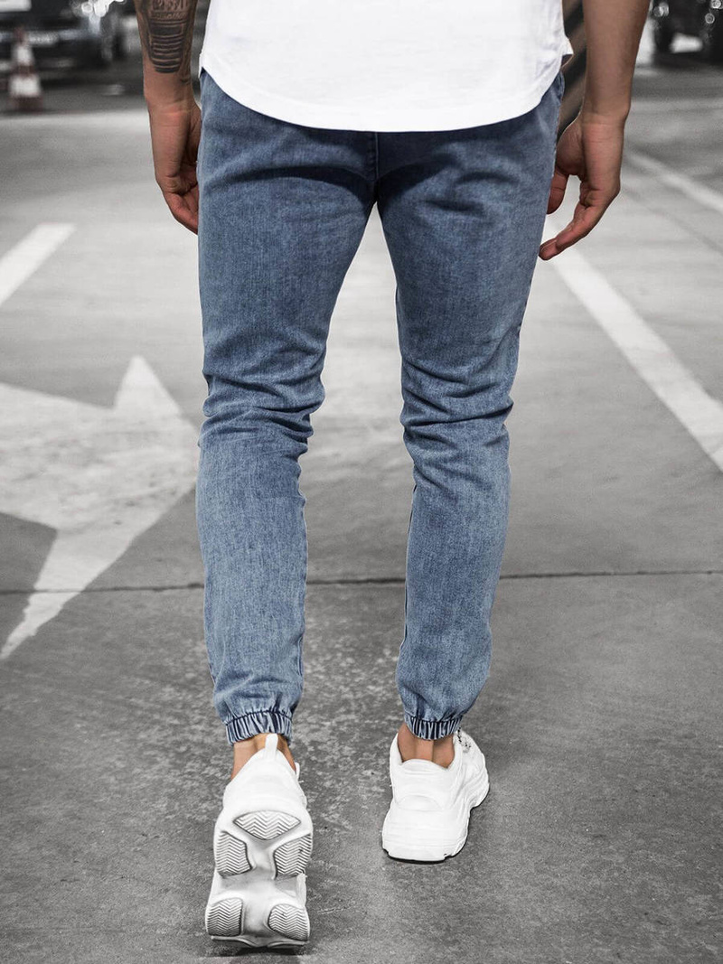 Spodnie jeansowe joggery męskie niebieskie OZONEE DJ/5820