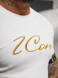 T-shirt męski biało-złoty OZONEE O/T7578