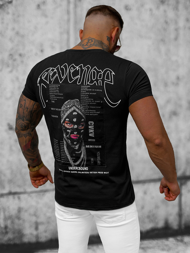 T-shirt męski czarny OZONEE O/T108/3Z