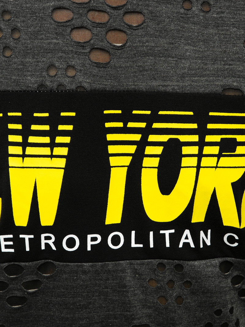 T-Shirt męski z nadrukiem grafitowy OZONEE JS/KS2082Z