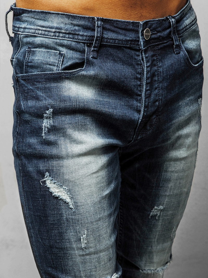 Spodnie jeansowe męskie ciemno-niebieskie OZONEE NB/MP0002BS