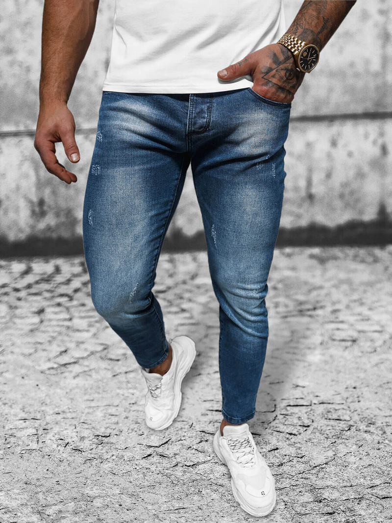 Spodnie jeansowe męskie ciemno-niebieskie OZONEE NB/MP0056BS