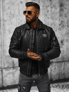 Kurtka skórzana męska czarna OZONEE O/4811Z