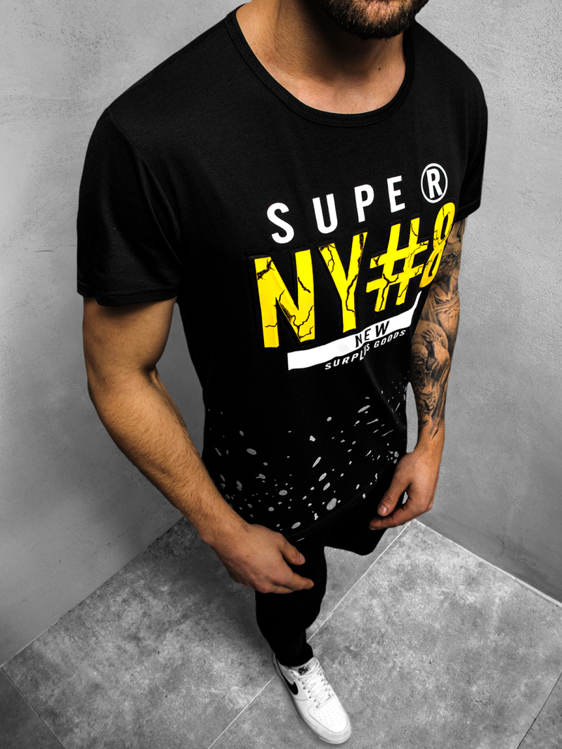 T-Shirt męski czarny OZONEE JS/KS2028Z