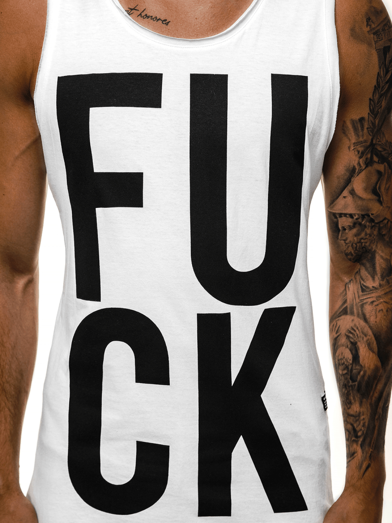 Koszulka bez rękawów męska biała OZONEE O/1268Z