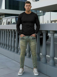 Spodnie jeansowe męskie slim fit niebieskie OZONEE O/EM8951Z