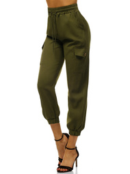 Spodnie damskie joggersy khaki OZONEE O/HM003