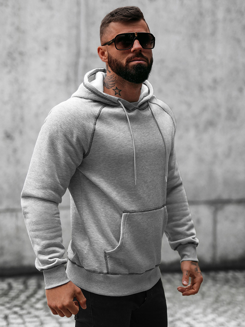 Bluza z kapturem męska szara OZONEE O/8B152/2