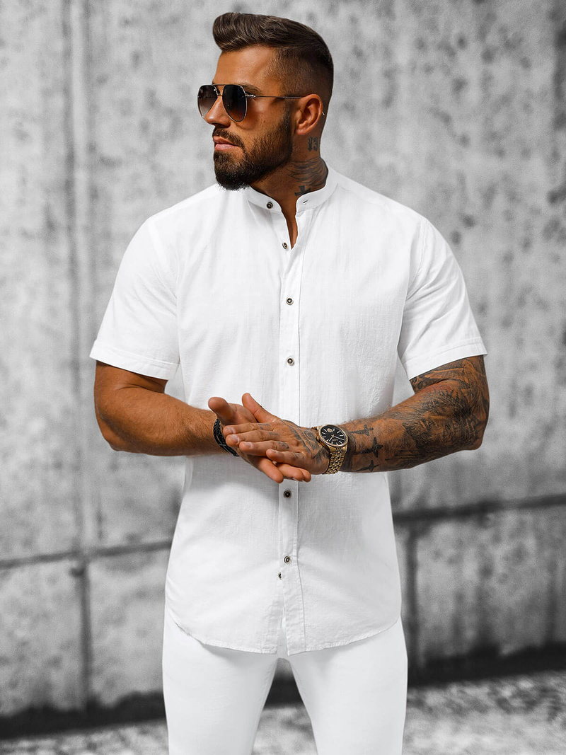 Сорочка чоловіча з коротким рукавом Бiла OZONEE O/V49