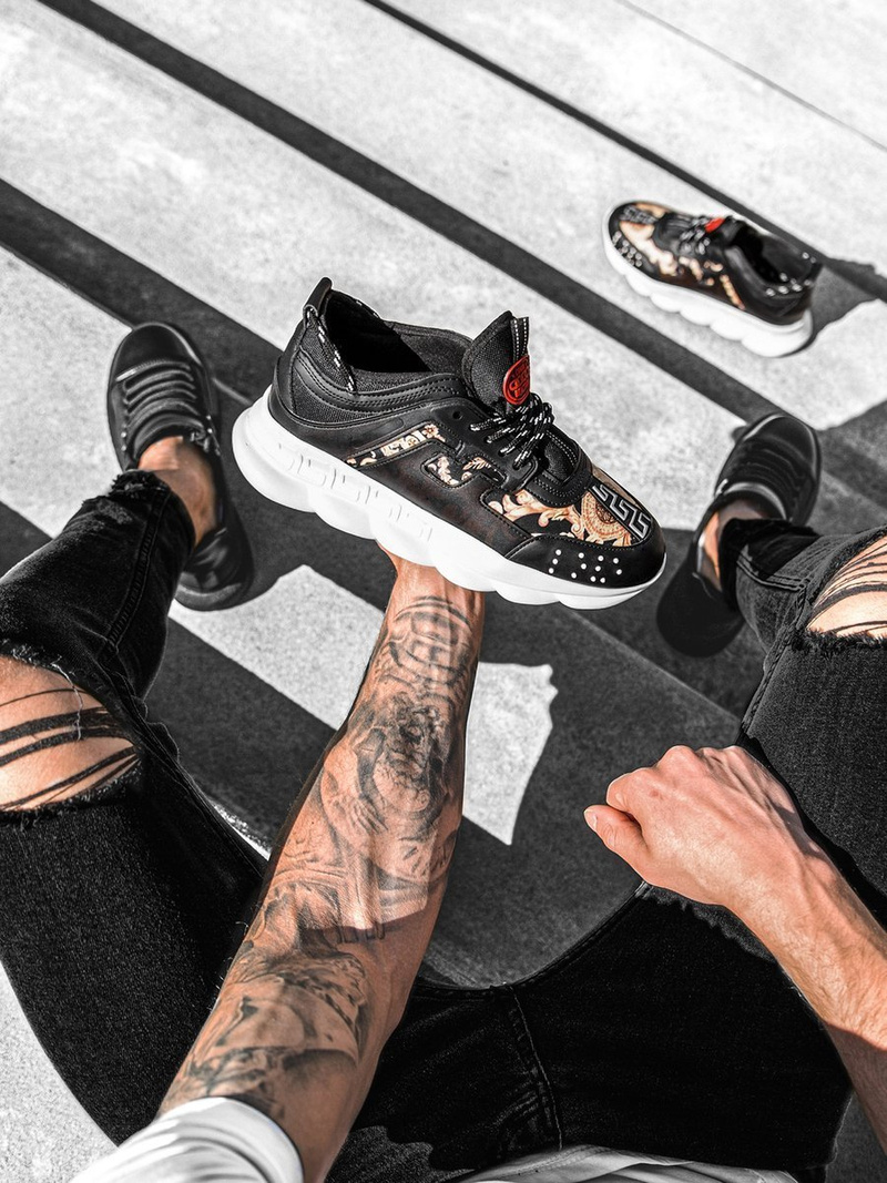 Sneakersy czarno-beżowe OZONEE G/2020