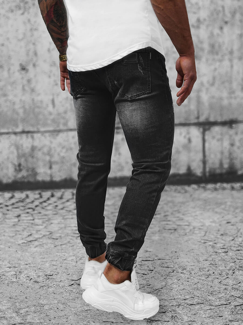 Spodnie jeansowe joggery męskie czarne OZONEE NB/MP0065/2NZ