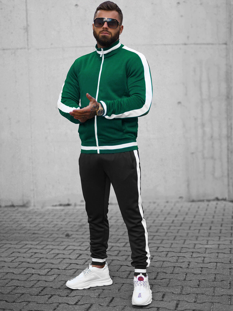 Komplet dresowy męski zielono-czarny OZONEE JS/8C99/22BZ