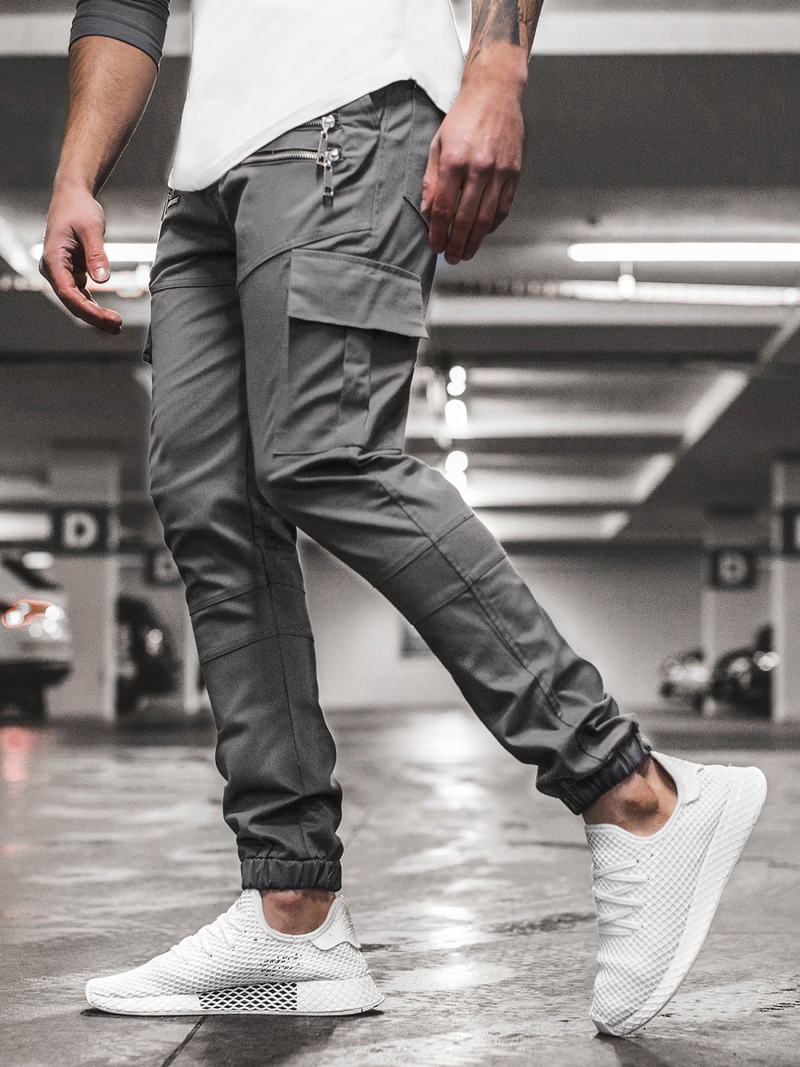 Штани чоловічі джоггери Темно-сірі OZONEE ZAZ/191376