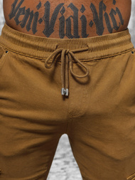 Spodnie męskie chino joggery ciemno-camelowe OZONEE NB/MP0105KSZ