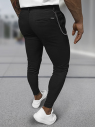 Spodnie męskie chino materiałowe czarne OZONEE DJ/3300