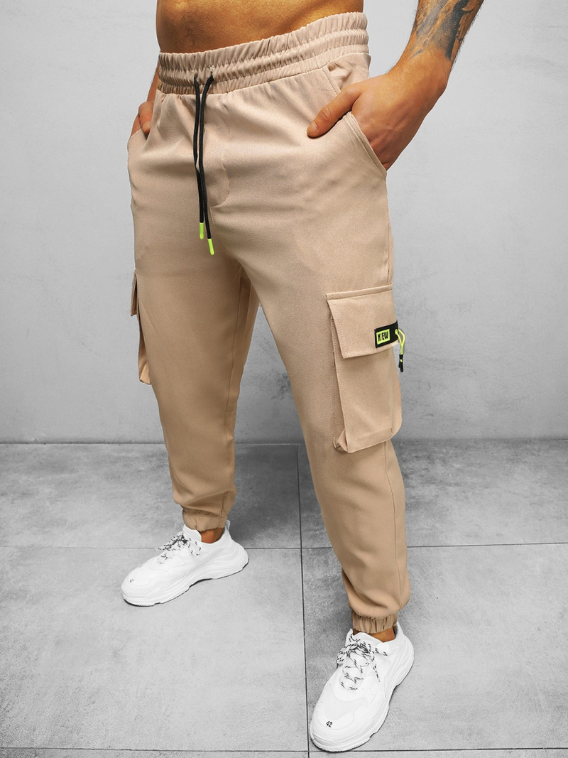 Spodnie męskie chino jogger beżowe OZONEE O/CP150