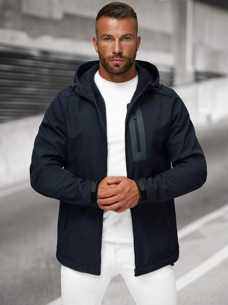 Kurtka softshell męska z kapturem granatowa OZONEE JS/27B6513/25