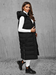 Kamizelka damska długa pikowana czarna OZONEE JS/5M3157/392