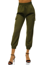Spodnie damskie joggersy khaki OZONEE O/HM003