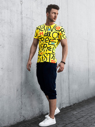 T-Shirt męski z nadrukiem żółty OZONEE MR/21518