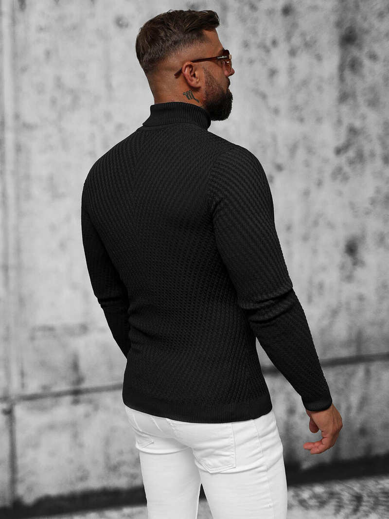 Sweter męski golf czarny OZONEE L/1596Z