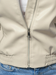 Жіноча шкіряна куртка Бежева OZONEE O/G116