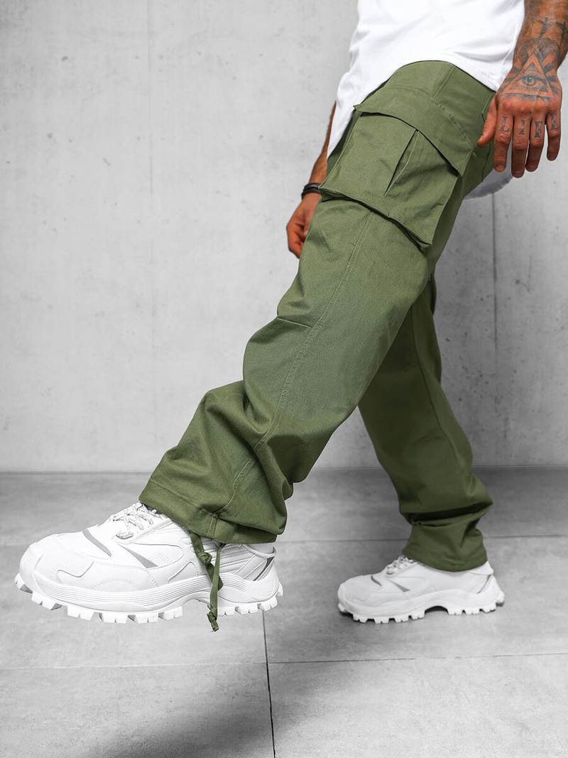 Spodnie męskie cargo wide leg khaki OZONEE O/G3179Z
