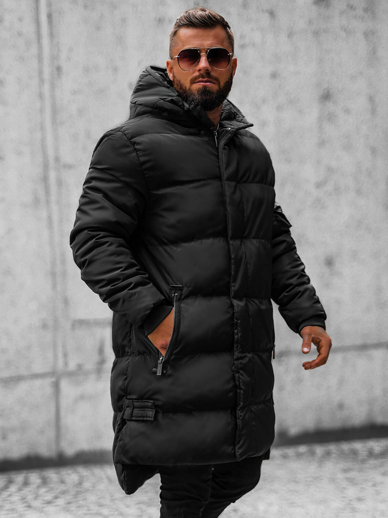 Kurtka zimowa męska pikowana czarna OZONEE O/M799