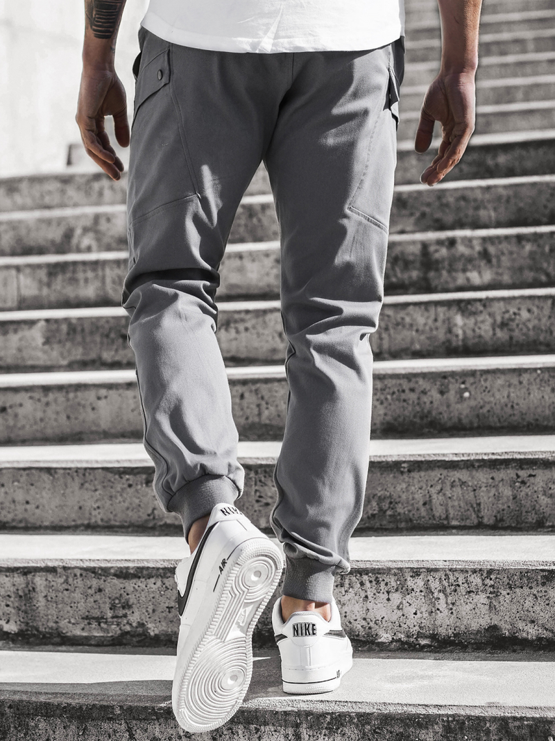 Spodnie męskie chino joggery szare OZONEE O/11103