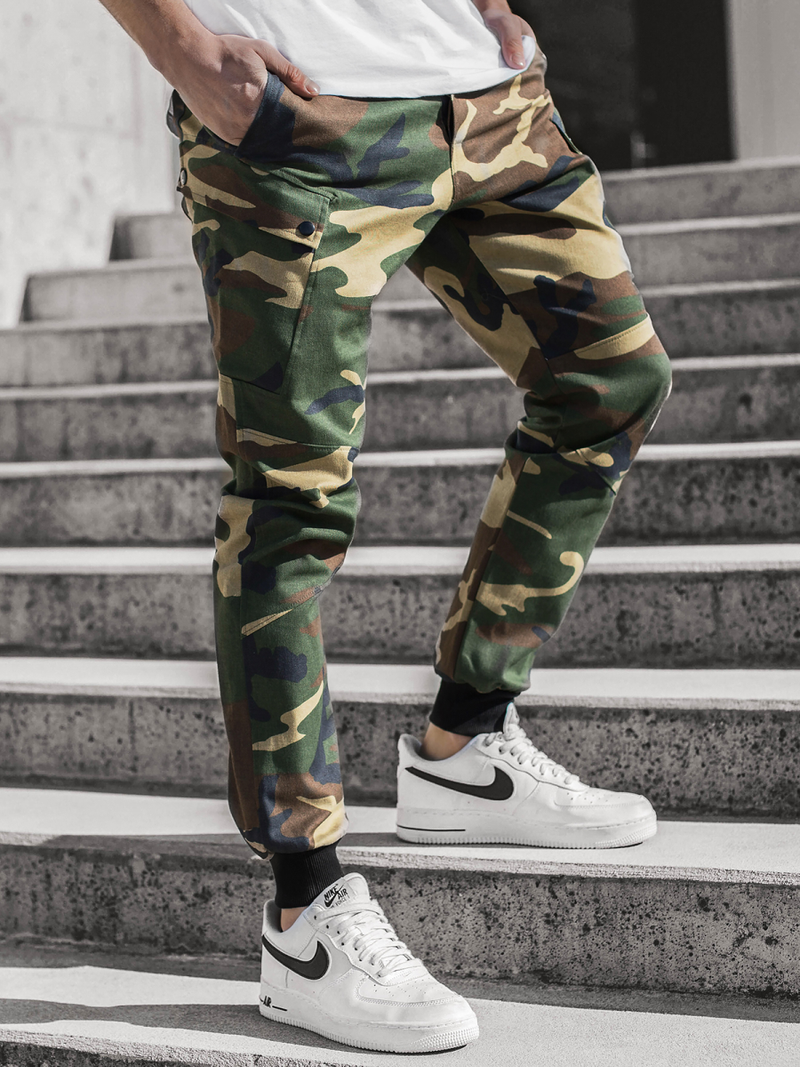 Spodnie męskie chino joggery moro-zielone OZONEE O/11103