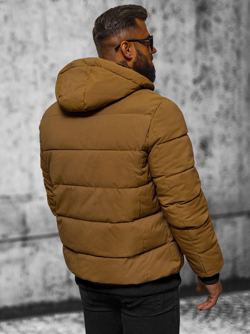 Kurtka zimowa męska pikowana camelowa OZONEE JS/84M3029/84