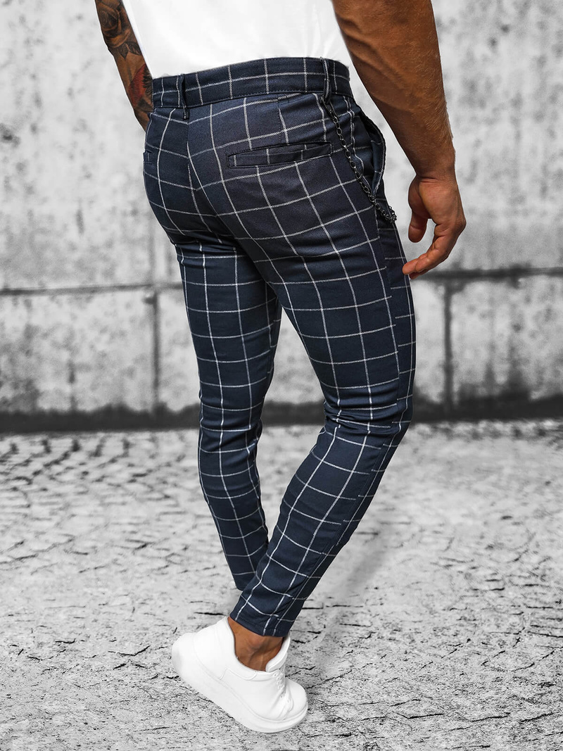 Spodnie męskie chino materiałowe granatowe OZONEE DJ/550173Z