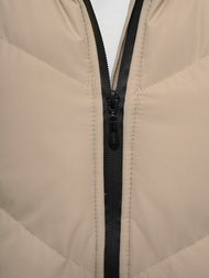 Kamizelka damska długa pikowana z kapturem beżowa OZONEE JS/M788/62Z