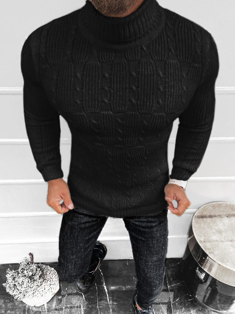 Sweter męski golf czarny OZONEE L/2665